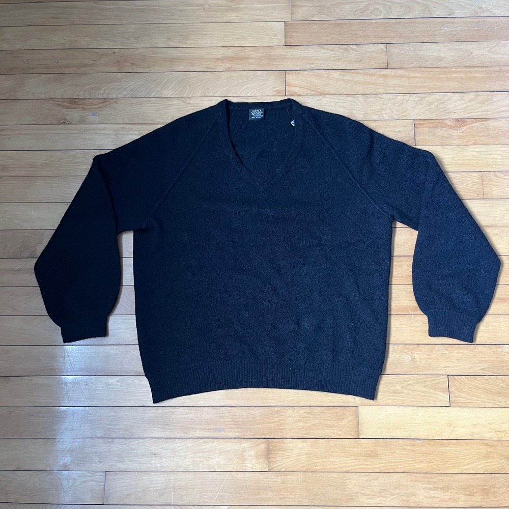 Alpaca Golf Inca Fashions Mens Black 100% Peruvian Alpaca V-Neck Sweater Size M
